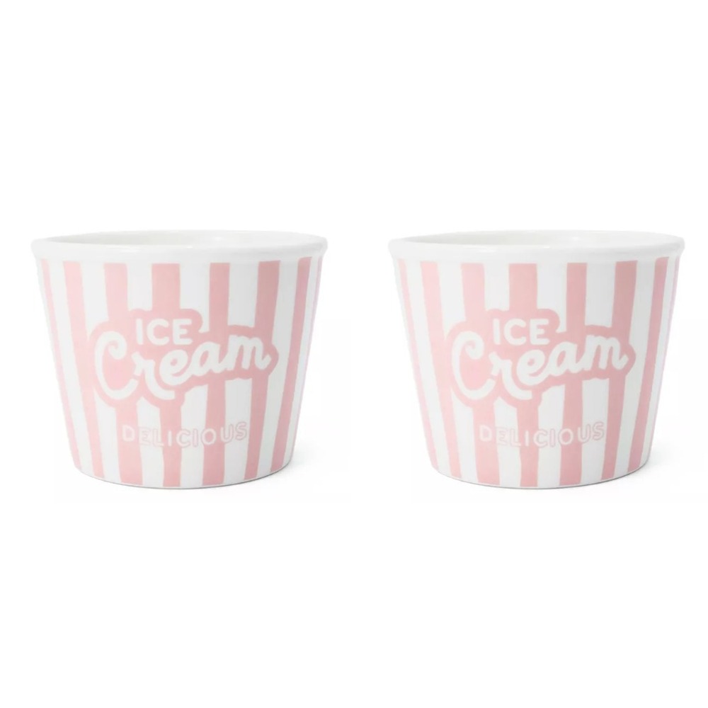Target Bullseye ~ 4" Ceramic Pink Stripe Ice Cream Dish Set of 2 ~ Summer 2026